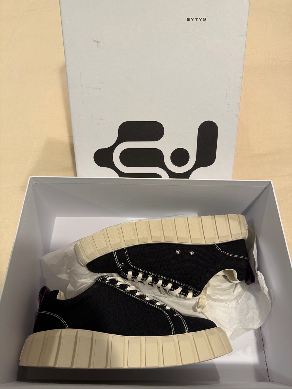 Eytys Low-Top Sneakers in Black and Cream